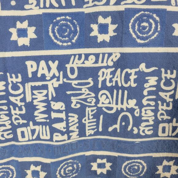 Archana Hanukkah Tablecloth 84" x 60" Blue White Cotton Rectangular Lightweight - Picture 5 of 13